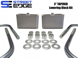 Street Edge 3" Universal Extruded Aluminum Lowering Block w/ 2 Degree Angle Complete Kit